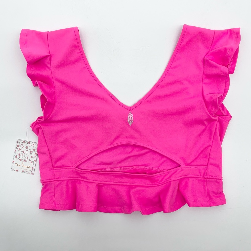 NWT Free People Movement Virgo Performance Yoga Crop Top in Tropical Pink *RARE* - Picture 3 of 10